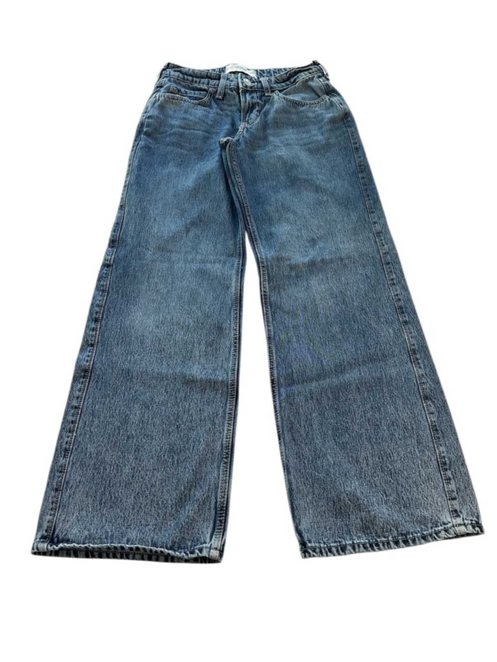 Hollister Jeans Low Rise Baggy Bow Detail Light Blue Denim Women’s Size 25 (0)